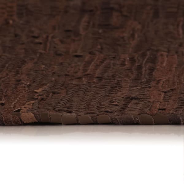 vidaXL Handvävd matta Chindi läder 120x170 cm brun Brun