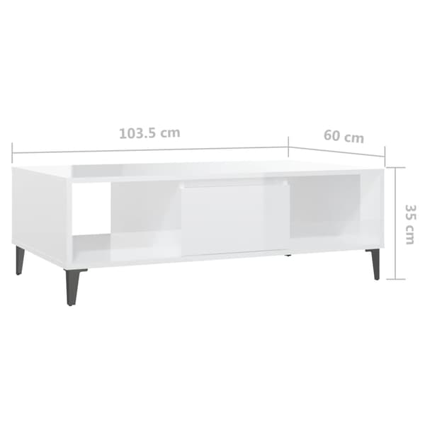 vidaXL Soffbord vit högglans 103,5x60x35 cm konstruerat trä Vit