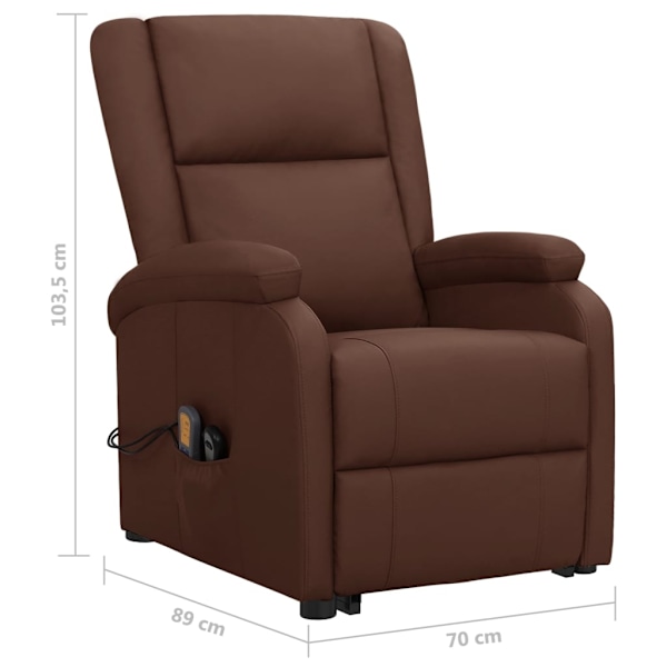vidaXL Massagefåtölj med uppresningshjälp brun konstläder Brun