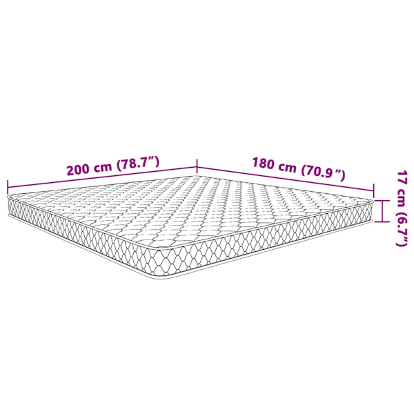 vidaXL Madrass med memory foam 200 x 180 17 cm Vit
