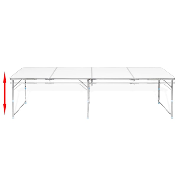 vidaXL Hopfällbart campingbord med justerbar höjd Aluminium 240 x 60 cm Vit
