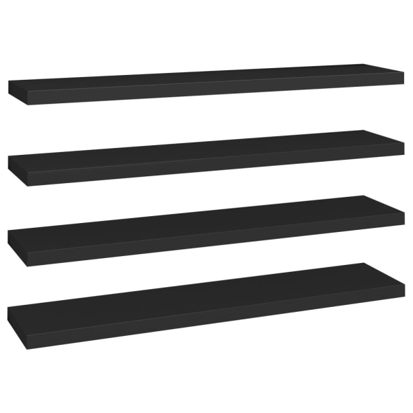 vidaXL Svävande vägghyllor 4 st svart 120x23,5x3,8 cm MDF Svart