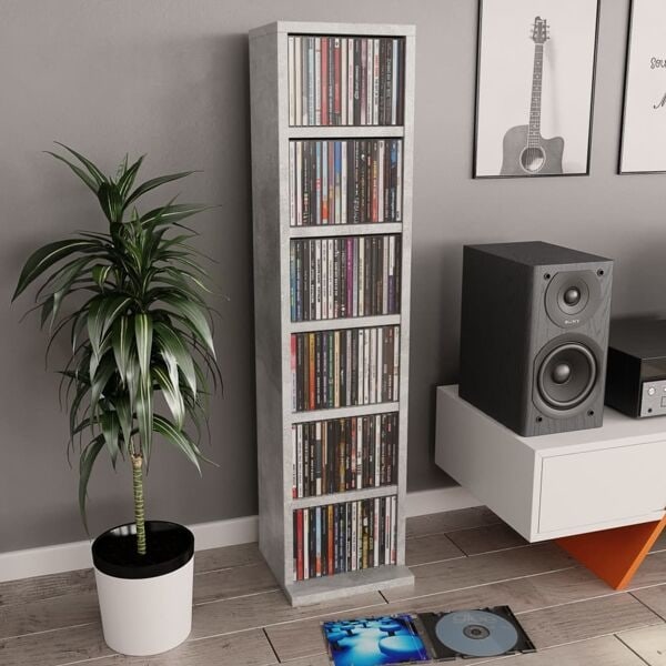 vidaXL CD-hylla betonggrå 21x20x88 cm konstruerat trä grå