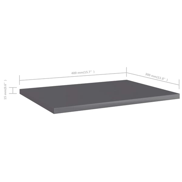 vidaXL Hyllplan 4 st grå högglans 40x30x1,5 cm konstruerat trä grå