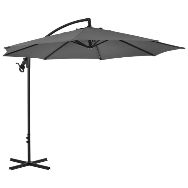 vidaXL Frithængende parasol med stålstang 300 cm antracit Anthracite