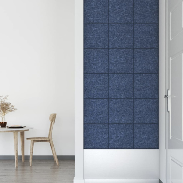 vidaXL Väggpaneler 12 st Blå 30x30 cm tyg 1,08 m² Blå