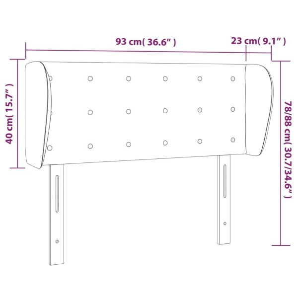 vidaXL Sänggavel med kanter mörkgrå 93x23x78/88 cm sammet Grå