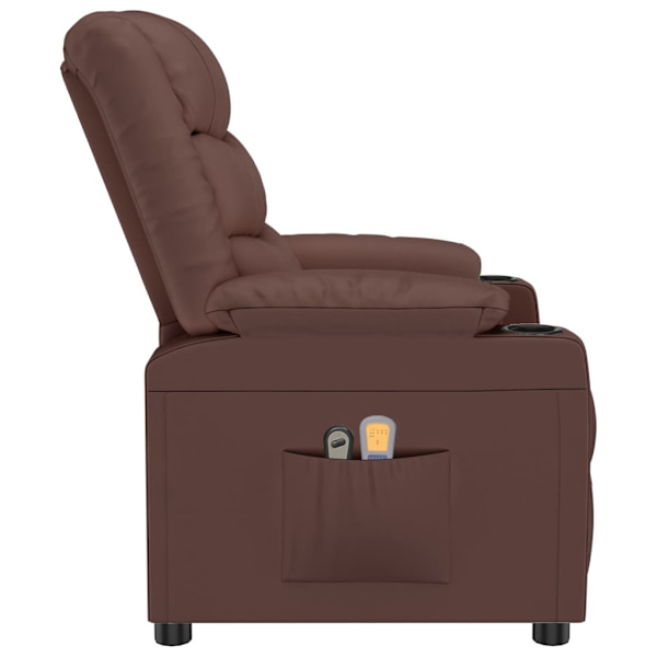 vidaXL Elektrisk massagefåtölj brun konstläder Brun