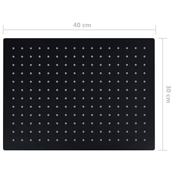 vidaXL Regnduschhuvud rostfritt stål 40x30 cm rektangulärt svart Svart
