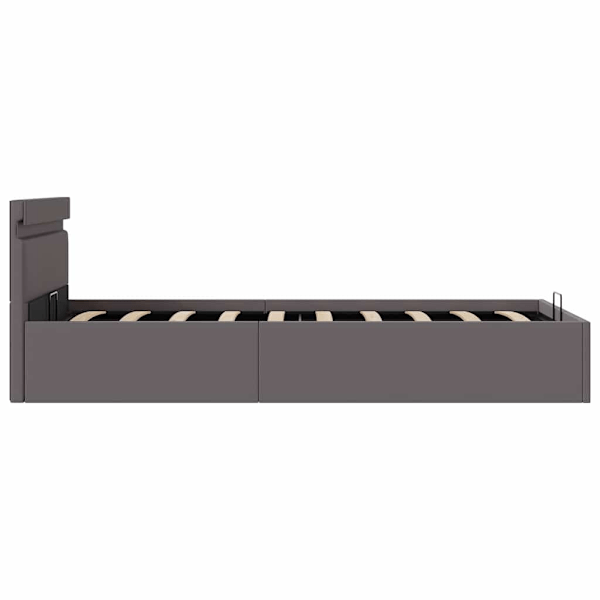 vidaXL Sängram hydraulisk förvaring LED grå konstläder 90x200 cm grå
