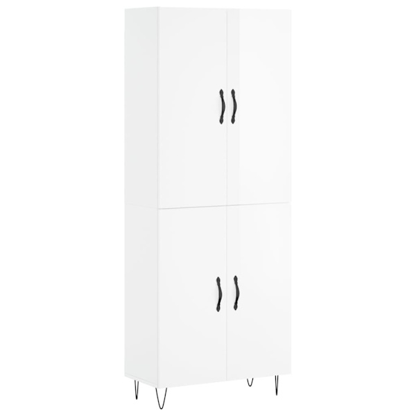 vidaXL Högskåp högglans vit 69,5x34x180 cm konstruerat trä Vit