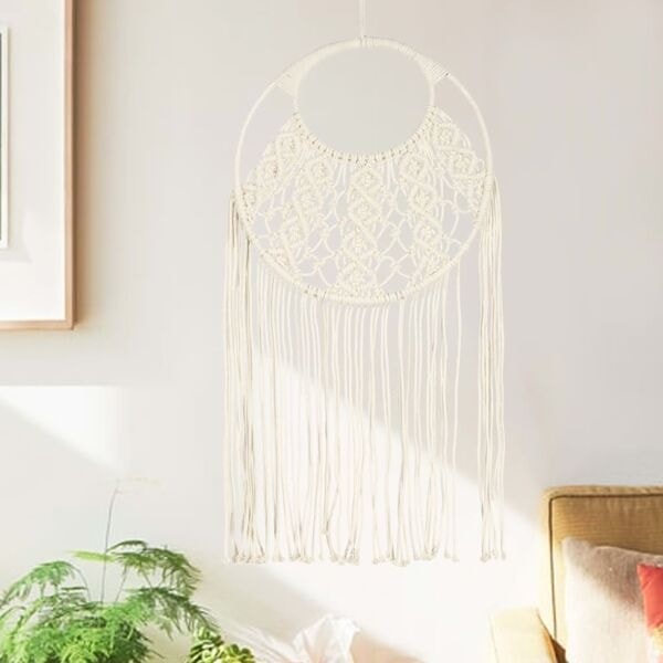 vidaXL Väggbonad makramé 40x80 cm bomull Creme