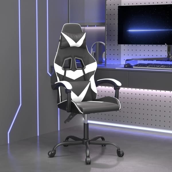 vidaXL Gamingstol svart och vit konstläder Vit