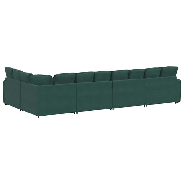 vidaXL Modulsoffa med dynor sammet mörkgrön Grön