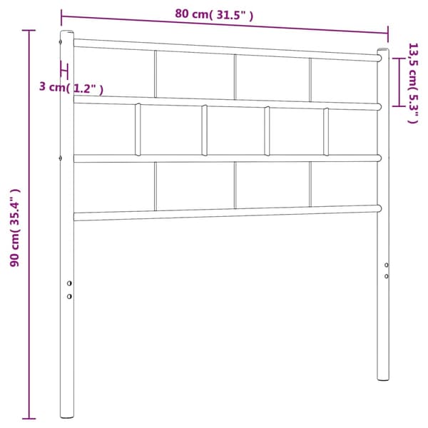 vidaXL Huvudgavel metall vit 75 cm Vit