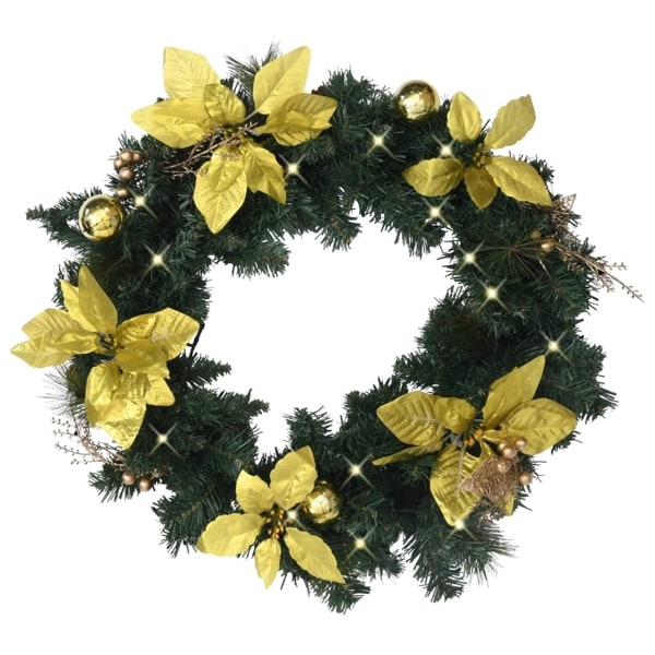 vidaXL Julkrans med lysdioder grön 60 cm PVC Grön