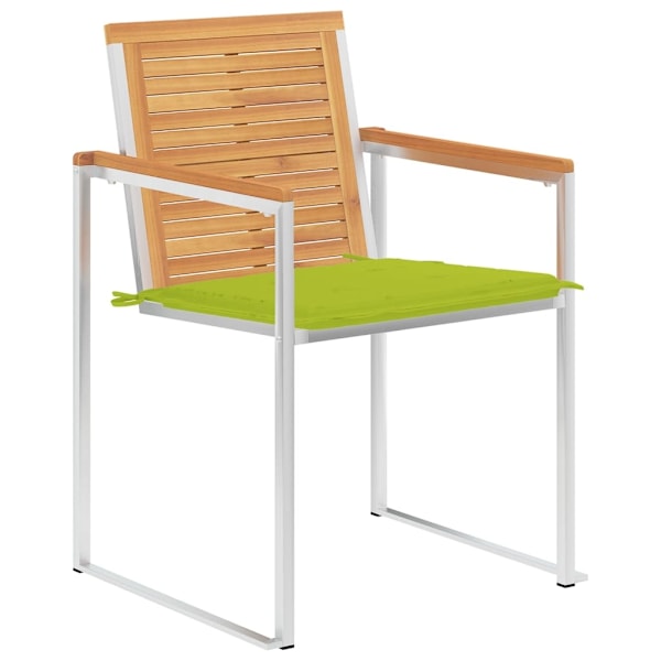 vidaXL Trädgårdsstolar 6 st med dynor massiv teak Grön
