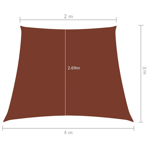 vidaXL Solsegel oxfordtyg trapets 2/4x3 m terrakotta Brun