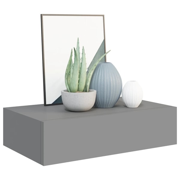 vidaXL Väggmonterad låda svart 40x23,5x10 cm MDF grå