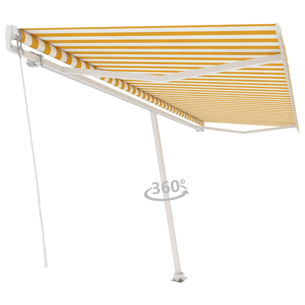 vidaXL Fristående markis manuellt infällbar 500x350 cm gul/vit Gul