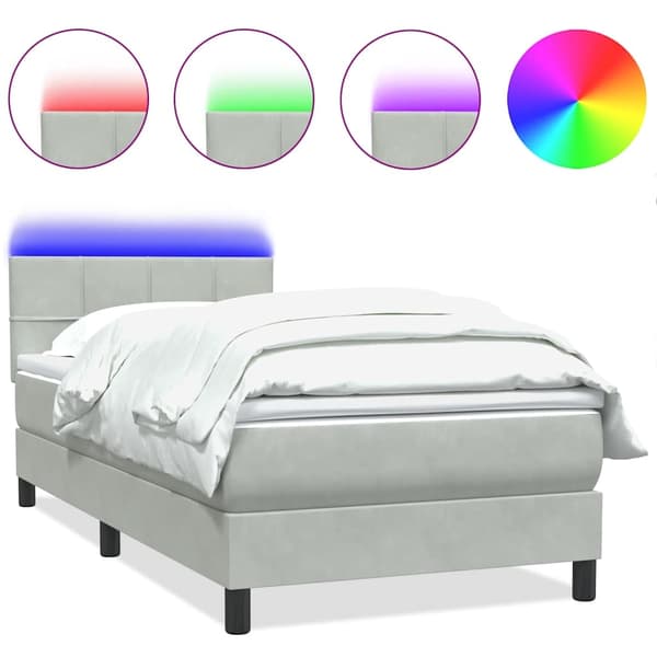 vidaXL Ramsäng med madrass ljusgrå 90x210 cm sammet Grå