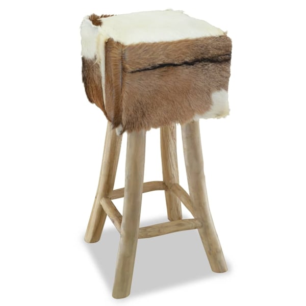 vidaXL Barstol äkta läder teak fyrkantig Brun