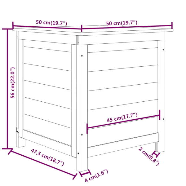 vidaXL Dynbox för trädgården brun 50x50x56 cm massivt granträ Brun