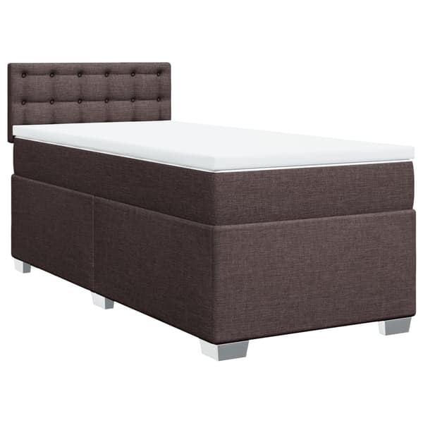 vidaXL Ramsäng med madrass mörkbrun 90x190 cm tyg Brun