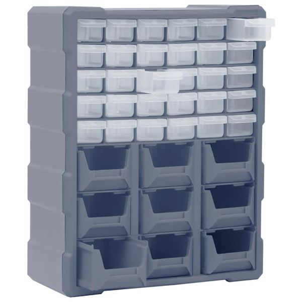 vidaXL Sortimentskåp med 39 lådor 38x16x47 cm grå
