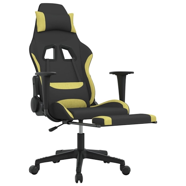 vidaXL Gamingstol med fotstöd och massage svart och ljusgrön tyg Grön