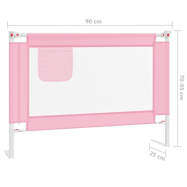 vidaXL Sängskena för barn rosa 90x25 cm tyg Rosa