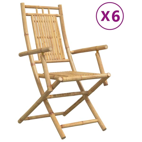 vidaXL Hopfällbara trädgårdsstolar 6 st 53x66x99 cm bambu Brun