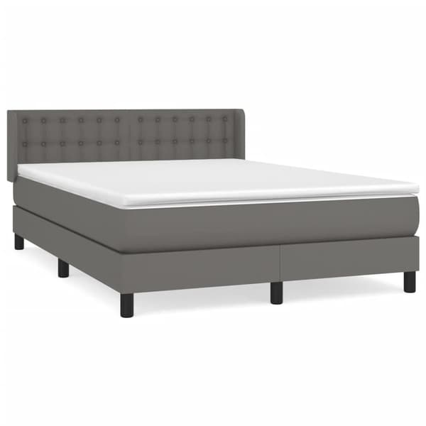 vidaXL Ramsäng med bäddmadrass grå 140x190 cm konstläder Grå