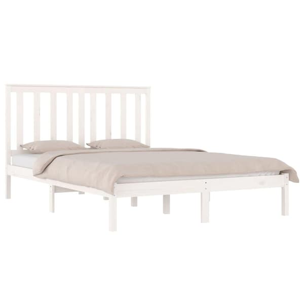 vidaXL Sängram vit massiv furu 150x200 cm Vit
