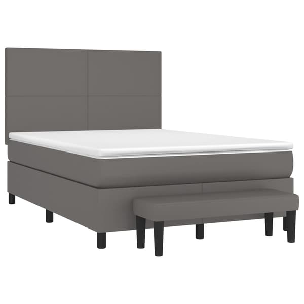 vidaXL Ramsäng med bäddmadrass grå 140x190 cm konstläder Grå