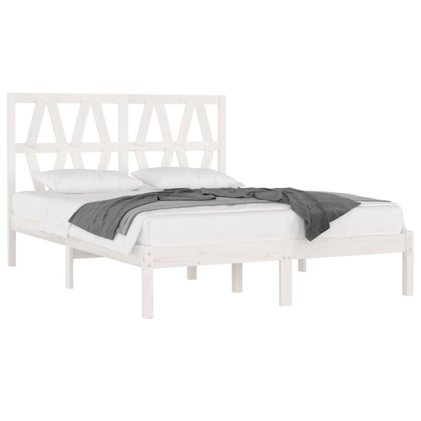 vidaXL Sängram vit massiv furu 140x200 cm Vit