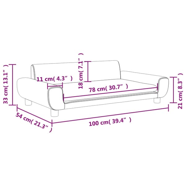 vidaXL Barnsoffa gräddvit 100x54x33 cm sammet Kräm