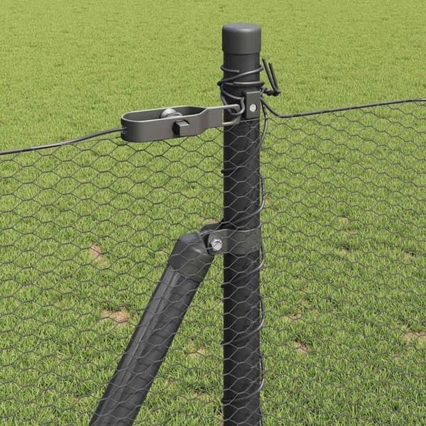 vidaXL Hexagonal stängsel med betongfundament 100 x 1 m Grå Mesh Grå