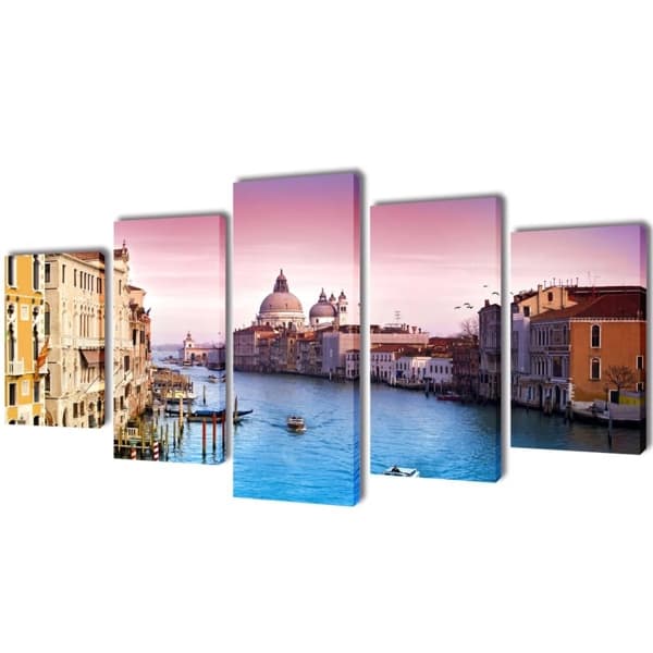vidaXL Canvastavlor set om 5 Venedig 200 x 100 cm multifärg