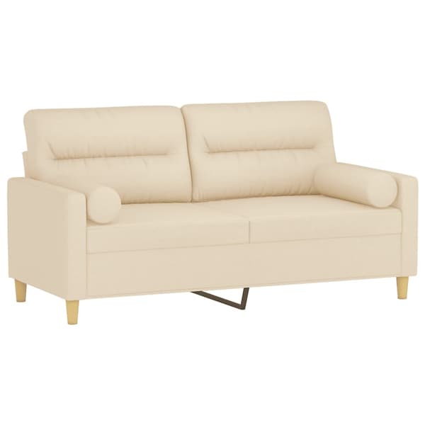 vidaXL 2-sits soffa med prydnadskuddar gräddvit 140 cm tyg Kräm