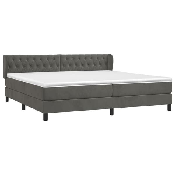 vidaXL Ramsäng med madrass mörkgrå 200x200 cm sammet Grå