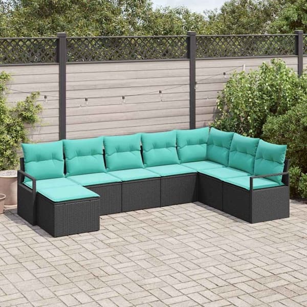 vidaXL Soffset 8 st Svart konstrotting Svart