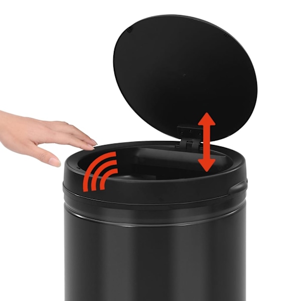 vidaXL Soptunna med automatisk sensor 60 L kolstål svart Svart