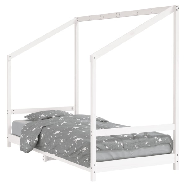 vidaXL Sängram för barnsäng vit 90x200 cm massiv furu Vit