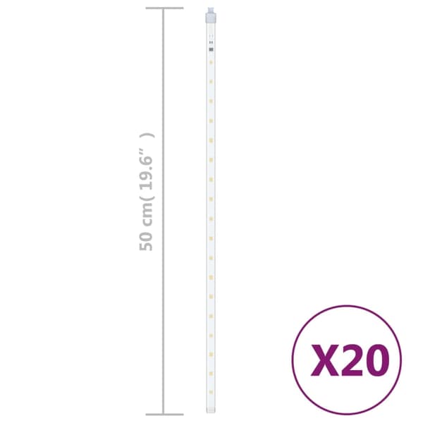 vidaXL Meteorregn 20 st 50 cm 720 LED varmvit inne/ute Vit