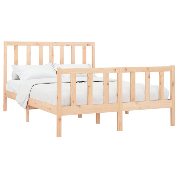 vidaXL Sängram massiv furu 140x200 cm Brun