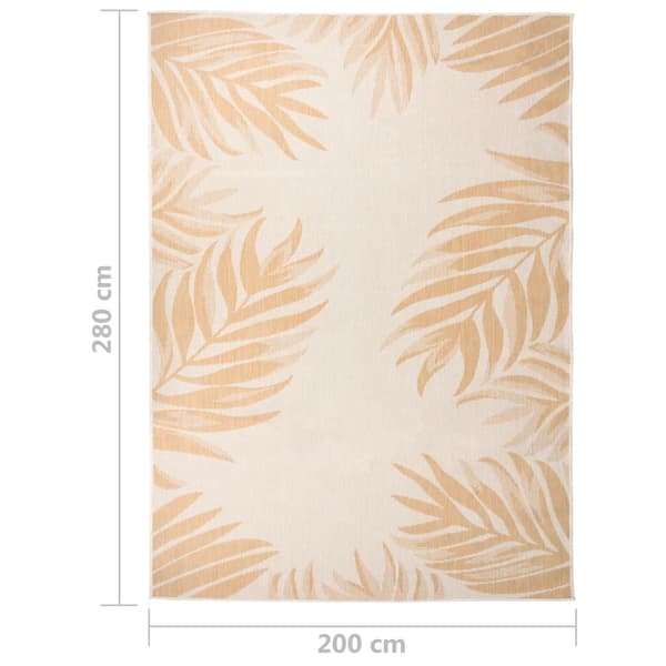 vidaXL Utomhusmatta plattvävd 200x280 cm bladmönstrad Gul