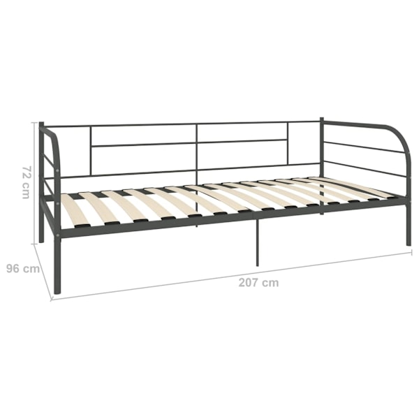 vidaXL Dagbädd utan madrass grå metall 90x200 cm grå