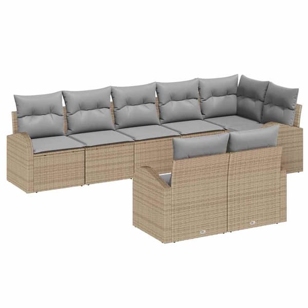 vidaXL Trädgårdsoffset 8 pcs konstrotting Beige