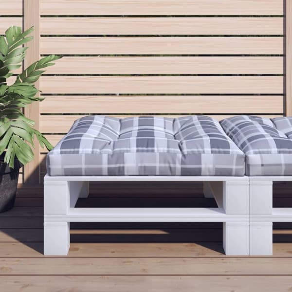 vidaXL Palldyna grårutig 80x80x12 cm tyg multifärg